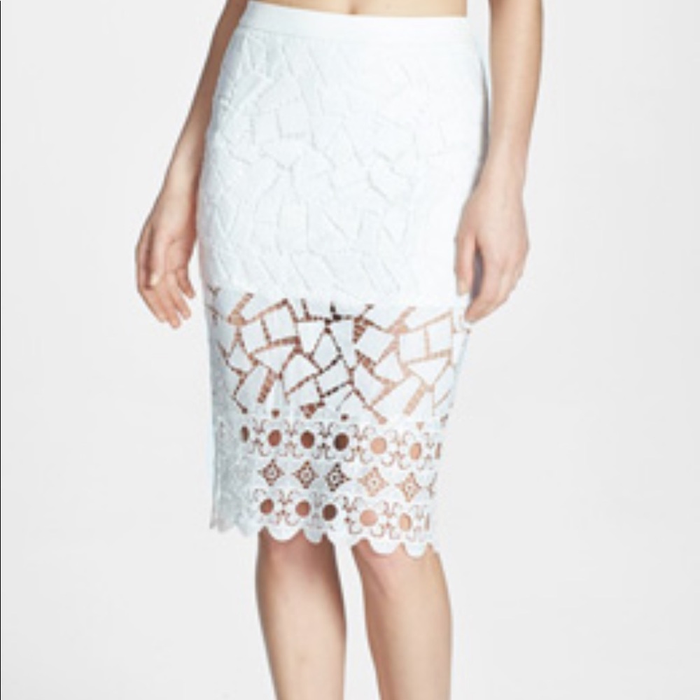 White Ivory crochet pencil skirt